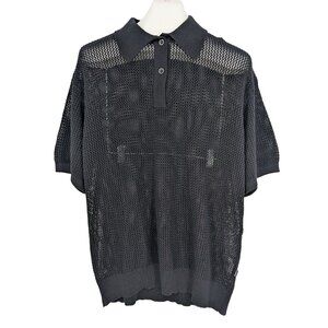 40s & Shorties Crochet Polo Shirt Streetwear Goth Y2K Minimalist Festival Size M